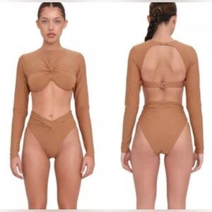 Andrea Iyamah Nude Akacia Bikini Set Top and High Waist Bottoms Size XS (US 2-4)